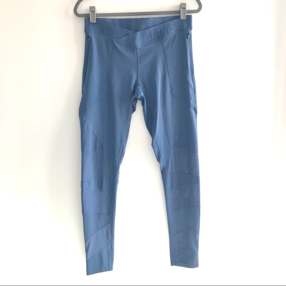 Adidas blue mesh panel workout leggings yoga pants
